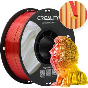 Creality Silk Filament, PLA 3D Printer Filament 1.75mm Multi Color, Smooth and Shiny, Silk Shiny PLA Filament +/-0.02mm, 3D Printing Filament 1KG/2.2lb (Golden-Red)