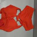 Herseas Women's Textured Bikini Sets Twist Front Top Swimsuits High Waisted Bathing Suits (Orange, S)