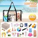 Clear Beach Tote Bag - Waterproof PVC Stadium Approved - Extra Large Transparent Bag for Pool, Concert (Black)