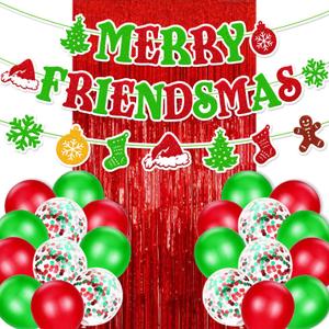 Merry Friendsmas Party Decorations Merry Friendsmas Banner Christmas Sign Banner for Kids Boy Girl Good Friends Celebrate Merry Christmas Xmas Holiday Party Decorations