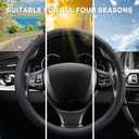 2025 Model Breathable Soft Leather Car Steering Wheel Cover for Men Women, Non-Slip, Comfortable,Universal 15 inches Steering Wheels, Black