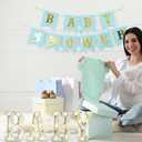 Realspring Baby Shower Sign Babe Marquee LED Letters Battery Operated Light up Centerpieces Glowing Home Table Party Decor for Boy Girl Gender Reveal Birthday, 8.26''(Eucalyptus Leaf Baby,Green)