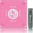 Mahjong Mat, 31.5" x 31.5" Neoprene Mahjong Table Mat with Rules, Anti Slip & Noise Reduction Gaming Mat for Poker, Card, Dominoes, Board & Tile Games, Mahjong Gift with Carrying Bag - Pink
