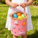 Breling 6 Pcs Large Easter Egg Basket Bulk Easter Bunny Baskets with Handles Reusable Felt Bucket for Candy Gifts Storage Party Favors 10 x 9 x 9 Inch(Pastel)