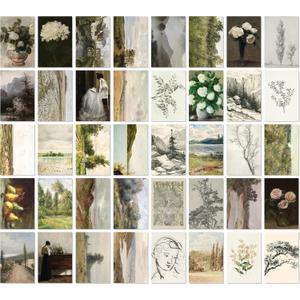 97 Decor Vintage Wall Art Decor - 40 Pcs Vintage Prints For Wall Decor Aesthetic, French Country Wall Collage Kit Landscape Painting Nature Pictures For Bedroom (4x6) (UNFRAMED)