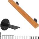 2FT Wood Stair Handrails Wall Mounted Wooden Indoor Stair Handrail Safety Non‑Slip Grab Bar for Elderly Adults Kids Fits Stairs Corridor Loft Garage Porch Toilet