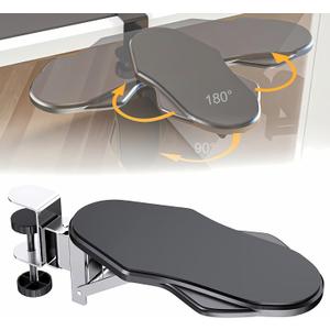 Computer Arm Rest for Desk, 180 Adjustable Rotating Desk Extender Tray, 90 Foldable Elbow Arm Support, Ergonomic Desk Arm Wrist Rest Shelf for Home and Office (13.2, Black)