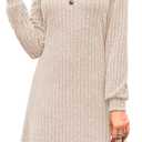 Annebouti Women's 2026 Spring Fully Lined Pocketed Long Sleeve Mini Sweater Dress (Large, Beige)
