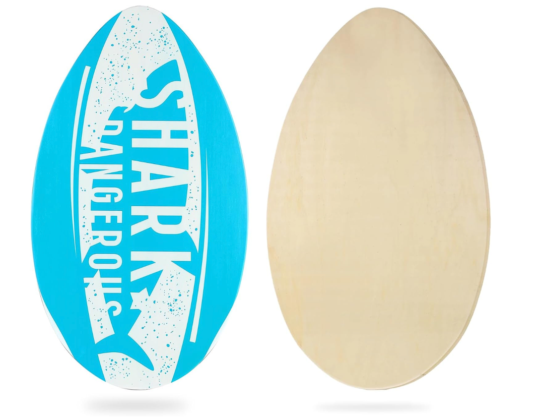HQO LOVL Skimboard 35 inch Skim Board for Kids Adults Wooden Skim Boards with High Gloss Coat for Beach Skimboards for Beginners to Intermediate (Blue Shark)