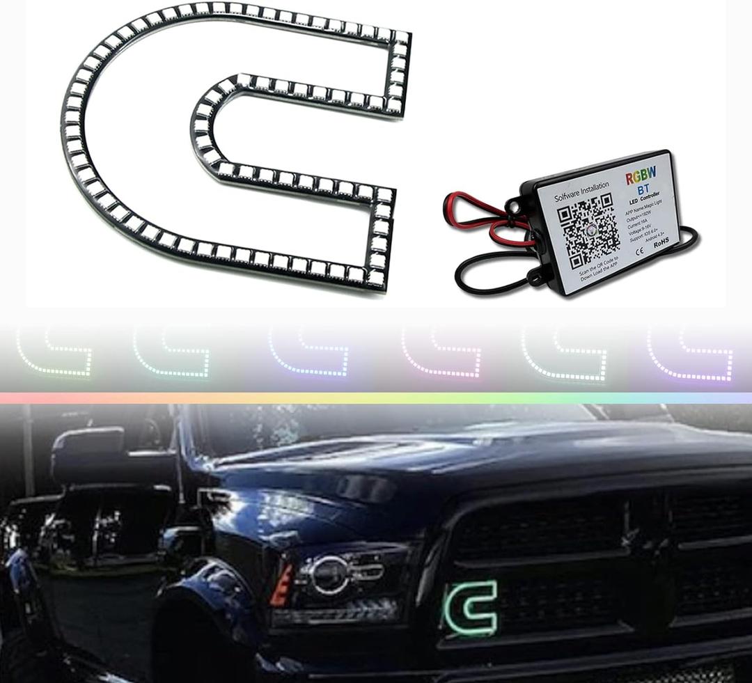 Switchback Multi-Colored C Ring Illuminated LED Emblems RGB Control Compatible with Cummins Dodge Ram 2500 3500 Fender Emblems Bumper Pickup