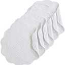 HOMBYS Quilted Placemats Set of 6 Washable Round Placemats for Kitchen Table-100% Cotton Fabric 14 Inch Round Table Mats, Cotton Fabric with Microfiber Filling, (14"x14", Pure White)