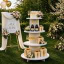 Champagne Wall Display Style — Center Island Cabinet with Shelves, 53" x 31.5" x 31.5" Wooden Wedding Gift Display, Party Favor Island Stand for Weddings & Events