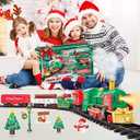 Christmas Train Set with Steam, Lights and Music Electric Holiday Toy Train
