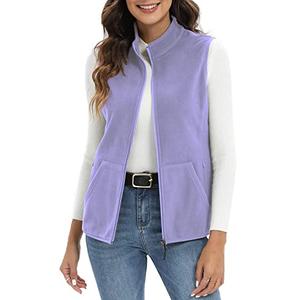 Xeoxarel Women's Soft Polar Fleece Vest, Lightweight Sleeveless Jackets Classic Fit Outerwear Pockets Casual Clothes Lavender, XL