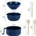 Microwave Ramen Cooker,Ramen Bowl Set,Microwave Noodle Bowl With Chopsticks and Spoon, College Dorm Room Essentials for Girls for Boys, Apartment Essentials, BPA-Free (Deep Blue)