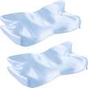 2 Pcs Satin Pillowcase for Cervical Pillow, Baby Blue Silky Cervical Pillow Case Contour Pillow Case Cover with Zipper, Smooth Ergonomic Pillowcase for Neck Pillow Cover