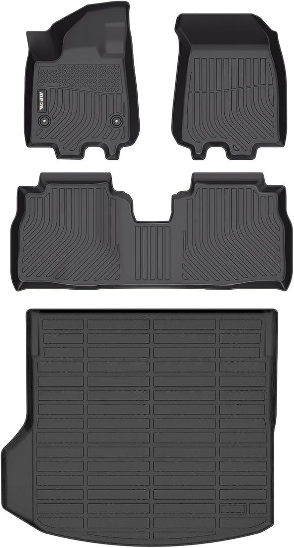 AIPOIL Floor Mats & Cargo Liner Set for 2024 2025 Chevy Equinox EV All Weather Protection TPE Anti-Slip Automotive Full Set Custom Chevrolet Equinox EV Car Mats Accessories - Black