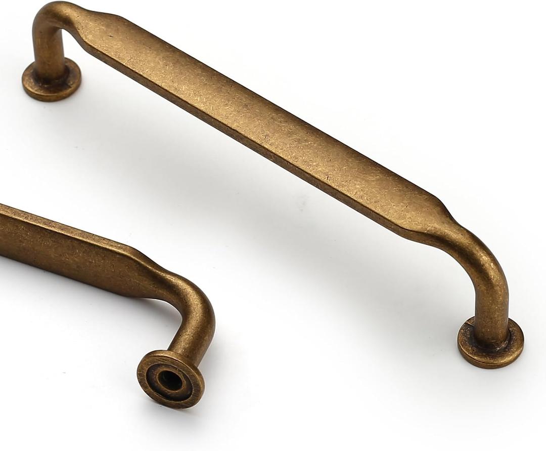 Asidrama 10 Pack 5 Inch(128mm) Antique Brass Kitchen Cabinet Handles, Cabinet Pulls Kitchen Cabinet Hardware for Cupboard Drawer Pulls (5" Hole Center)