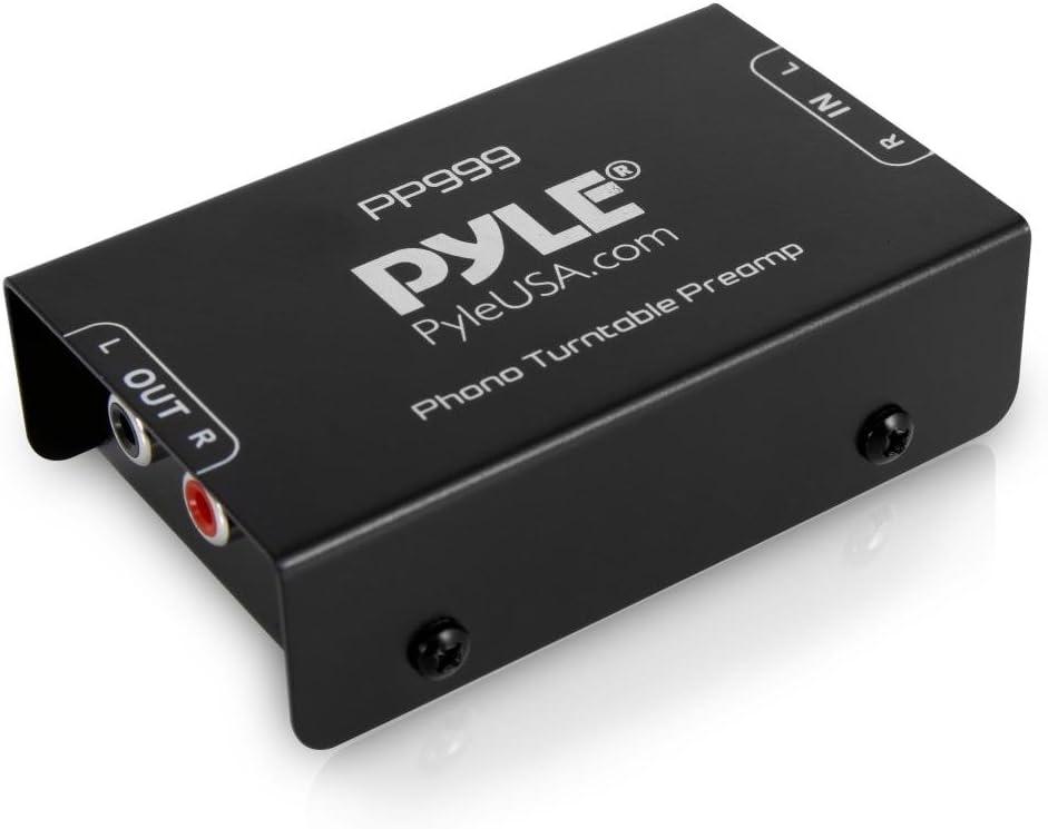 Pyle Mini Phono Turntable Preamp - Low Noise Stereo Preamplifier with RCA Input/Output - 12V DC Adapter - High-Fidelity Audio for Vinyl - Phonograph - Home Audio - PP999
