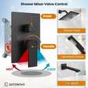 gotonovo Shower System with Tub Spout Wall Mounted Rain Shower Head and Handle Combo Shower Faucet Set with Valve, 8 Inch, Matte Black