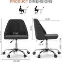 DUMOS Office Chair, Comfy Desk Chair Rolling Vanity Swivel Task Chairs with Wheels, Wide Seating Armless Height Adjustable Computer Chairs for Home,Bedroom,Student,Adults, Graphite, Medium