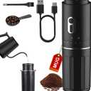 All-in-one Pour Over Coffee Maker Portable Electric Burr Coffee Grinder, Rechargeable Coffee Bean Grinder Conical Burr, Battery Powered Cordless Portable Coffee Maker for Travel, Camping, Car