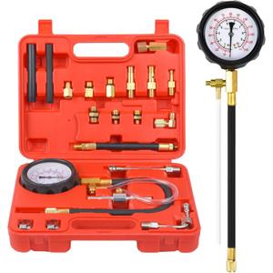 0-140PSI Pressure Tester Gauge Kit Car Tools with Gauge Tester Kit Gas Oil Pressure Tools for Cars and Trucks TU-114 Fuel Pressure Tester KitTest Gasoline Fuel Pump Pressure