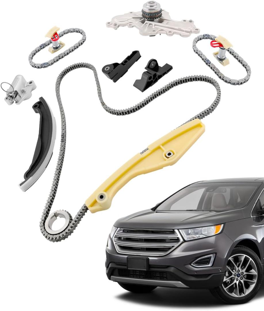 Gledewen Timing Chain Kit 3.5 3.7 L, w/Water Pump, Compatible with 2011-2019 Ford F-150 / Edge/Explorer/Taurus/Police/Flex, Lincoln MKS/MKZ/MKX, V6 3496cc 3726cc, #BL3Z-6268-A AT4Z-6268-A 125-3340