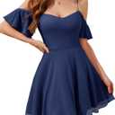 Meetjen Womens Short Cocktail Dresses 2025 Formal Party Sparkly Sequin Graduation Off Shoulder Prom Dress for Teens (Small)