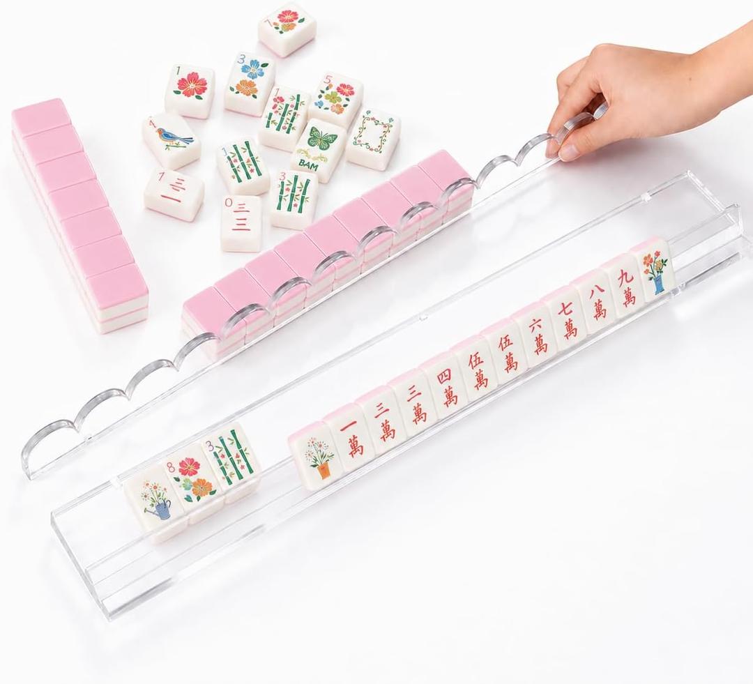 20″ Clear Acrylic Mahjong Racks with Magnetic Pushers, Set of 4, Standard 20-Inch