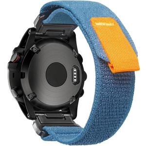Compatible With Garmin, Trail Loop Nylon Sport Band For fnix/Forerunner/Approach/MARQ/quatix/D2 Series Tough Replacement Band For Men (22mm, Blue)