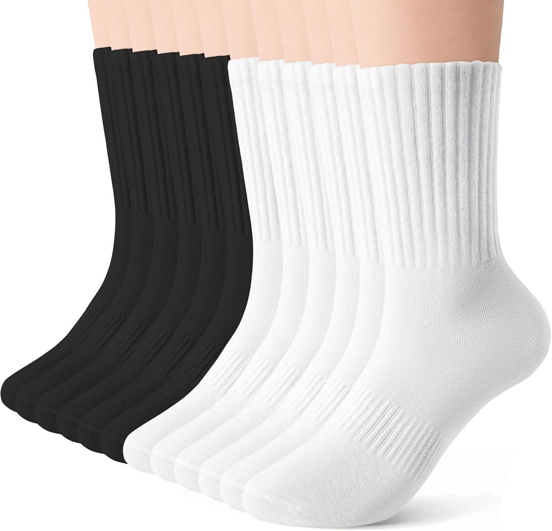 Crew Socks for Women & Men, 6 Pair Cute Cotton Casual Calf Socks Breathable Soft Above Ankle Socks, Size 5-10 (S)