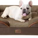 Bedsure Orthopedic Dog Bed Medium Size Dogs - Washable Medium Dog Cat Bed Waterproof, Comfort Pet Couch Sofa with Washable Removable Cover, Pets Bed with Nonskid Bottom, Brown, 28"