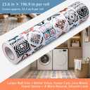 Self Adhesive Vinyl Flooring Roll, 23.6 in x 196.9 in Peel and Stick Vinyl Sheet Flooring, 32.3 Sq Ft Floor Covering for Kitchen, Bathroom, Laundry Room and Entryway (Moroccan Patchwork Tile Pattern)