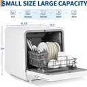 Compact No-Install Dishwasher - High Capacity Design, 2-Way Water Supply (Faucet Hookup + Self-Priming), Powerful Hot Air Dry Technology, Clear LED Panel, Space-Saving Solution for RVs, Dorms & Tin