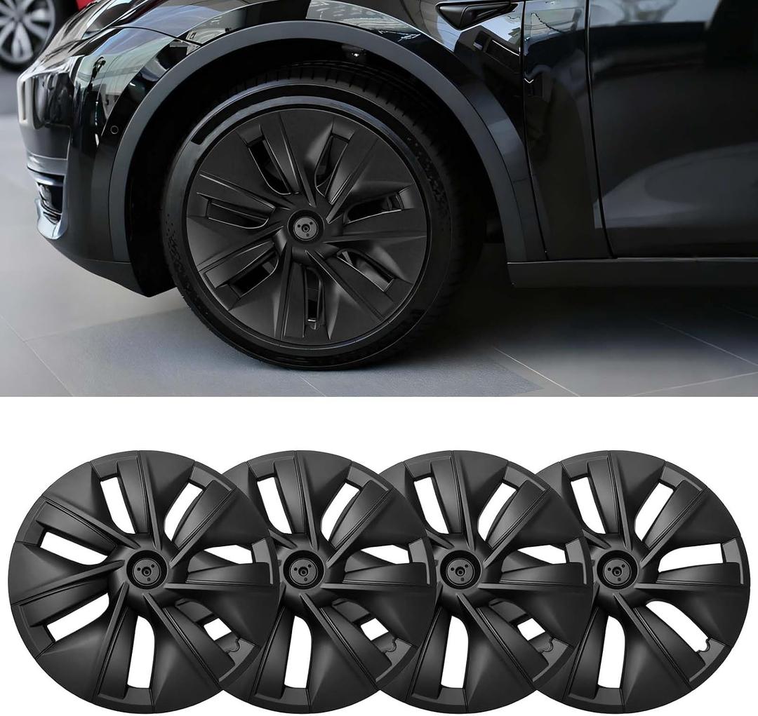 Wheel Covers 19 Inch for Tesla Model Y 2024 2023 2022 2021,Hubcaps Rim Protector Replacement ABS Material Tesla Model Y Accessories (4-Piece Set)