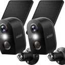 Cameras for Home Security-2.4Ghz WiFi Security Cameras Wireless Outdoor, Battery Powered with Solar Panel, Color Night Vision, AI Motion Detection, SD Card/Cloud Storage, Work with Alexa, Y8 2P