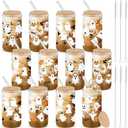 Amazon.com: Acellegic 12 Pcs Halloween Glass Cups with Bamboo Lids and Straw 16 oz fall Pumpkin Ghost Skull Bat Witch Hat Tumbler Coffee Beer Cups for Halloween Party Women Gifts Office Home Supplies (White) : Home & Kitchen