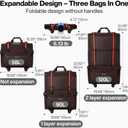 mixi Travel Bag with Wheels Expandable Foldable Luggage Bag Collapsible Rolling Travel Duffel Bags Large Capacity Suitcase for Men Women, Brown