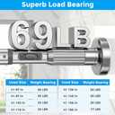 MEXAU Silver Tension Curtain Rods for Windows 41-67 Inches Heavy Duty Tension Rod Adjustable Curtain Rods No Drilling for Bathroom Living Room Outdoor Patio Hold Up Blackout Curtains and Non Slip