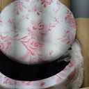Novabright 1 Pcs 16" Dorm Tufted Round Floral Ottoman,Classic,Damask Pink, 19.7"D x 16.7"W x 16.7"H