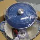EDGING CASTING Enameled Cast Iron Dutch Oven Pot With Lid for Cooking, Bread Baking, Bread Oven, 5.5 Quart, Lake Blue