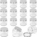 Keadic 15 Pcs 60ml/2oz Glass Jars with Lids Assortment Set, Mini Round Airtight Canning Sample Jars with Silver Lids, Tiny Makeup Containers Empty Cosmetic Containers for Lotions Powders Liquid Creams