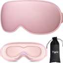 Sleep Mask for Women Men - 100% Blackout Eye Masks for Sleep, Lash Extensions 3D Contoured Sleeping Mask, Soft Adjustable Light Blocking Eye Cover Blindfold for Travel, Pink