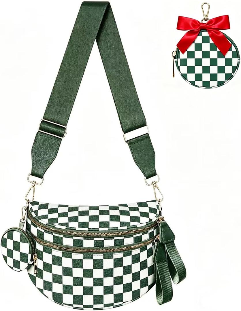 Women's Crossbody Bag, Waterproof Oxford Cloth Waist Bag with Adjustable Shoulder Strap (Bean green)