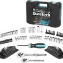 DURATECH 93 Piece Mechanics Tool Set, SAE/Metric Drive Socket Set(1/4 Inch and 3/8 Inch) with Ratchet handle Spark Plug Magnetic bit driver and Tool Accessories Set