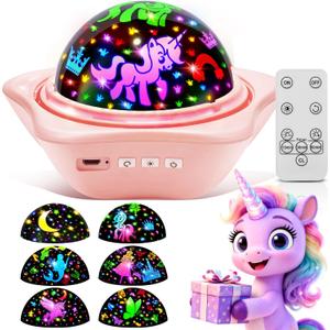 Unicorn Toys【6 Slides+96 Projections】,Unicorn Night Light Projector & Mermaid Toys & Princess Toy, Girl Birthday Gift,Juguetes para Niñas, Princess Toys for Girls 4-6, 2 Year Old Girl Birthday Gift