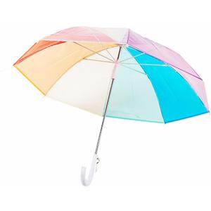 ThreeH Childrens Clear Bubble Umbrella 8 Fiber Ribs Arched Manual Open Cute Cartoon Rainbow Canopy 33 Inches for Boys and Girls Aged 3-10, White