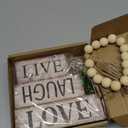 5 Pcs Rustic Farmhouse Tiered Tray Farmhouse Fake Books Decoration Life Laugh Love Wooden Tabletop Decor Love Block Decor Wood Block Sign Gift Centerpiece for Shelf Coffee Mantle Kitchen Table