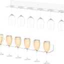 Champagne Wall Holder for Party 50, Clear Acrylic Wall Mounted Wine Glass Holder, Under Cabinet Wine Glass Holder Rack (6 Glasses 2 Pack)